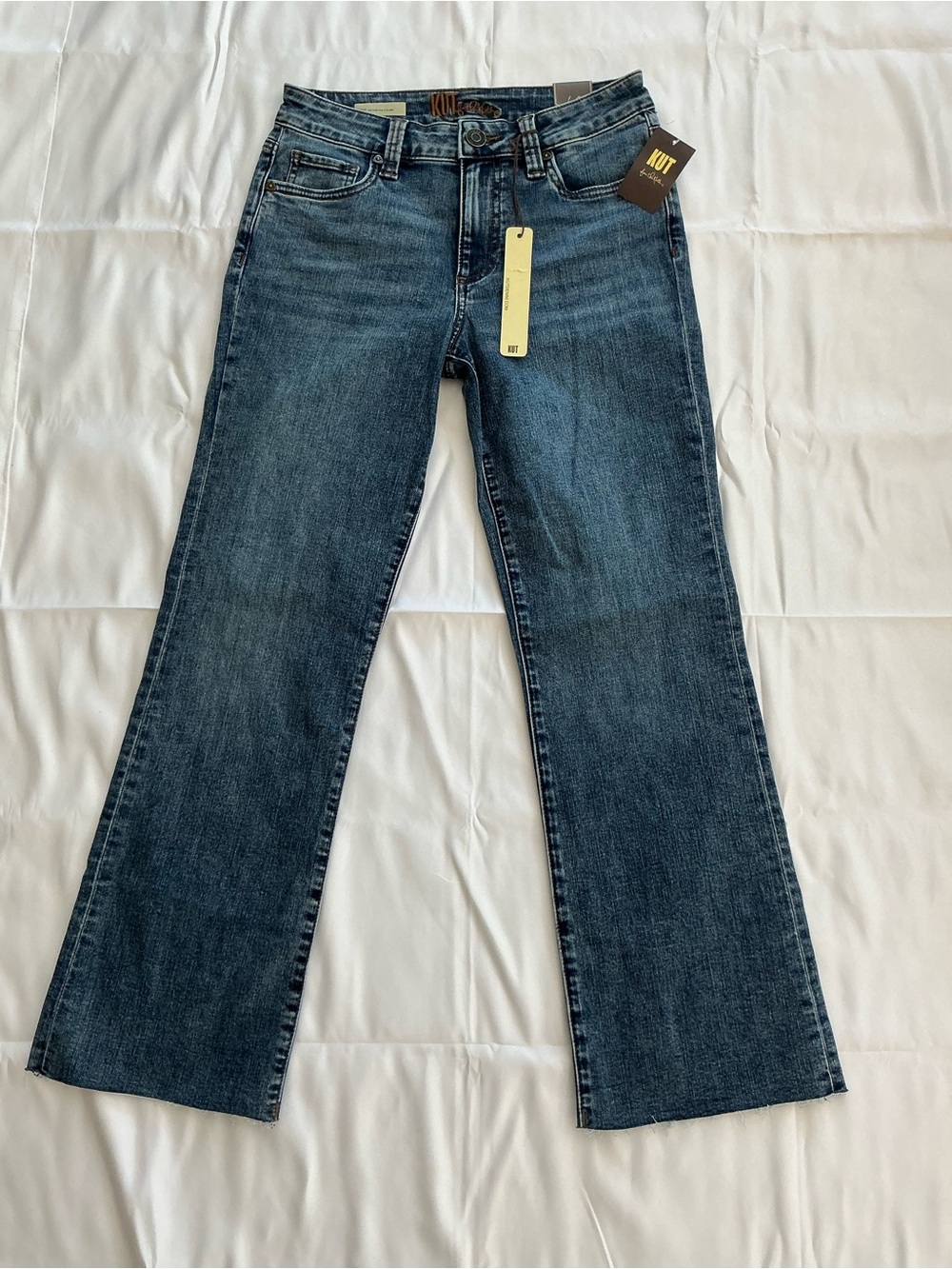 Kut from the Kloth Dark Blue Mid Rise Ankle Flare Jeans